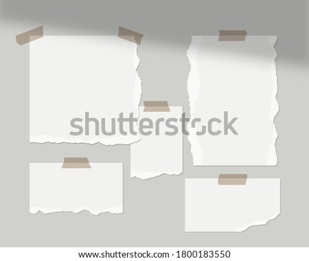 Mood board mockup template. Empty sheets of white paper on the wall with shadow overlay. Mockup vector isolated. Template design. Realistic vector illustration.