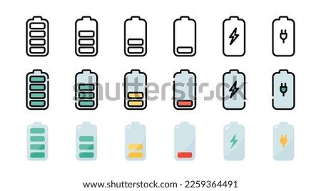 Battery icon set. Vector illustration.