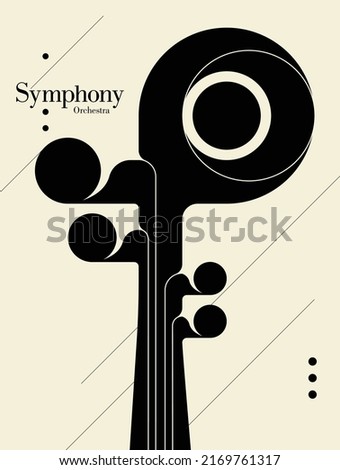Cello. Modern symphony orchestra poster, banner template. Minimalist graphic design. Vector Illustration.