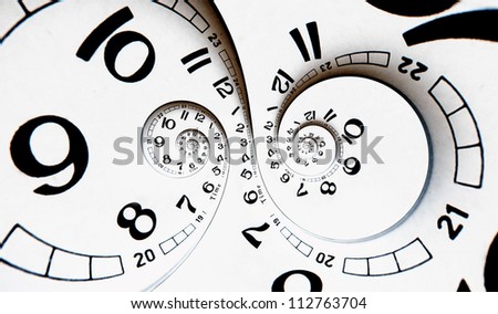 Two poles Twisted clock face. Time concept