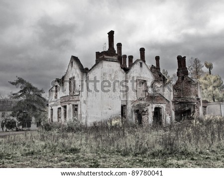 Abandoned and ruined house in Russia.
