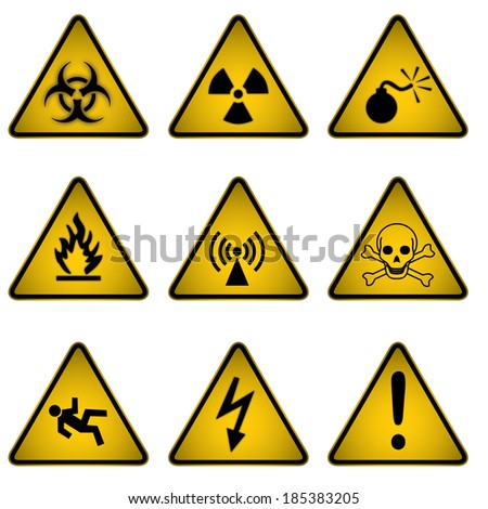 Hazard Icons And Symbols Stock Vector Illustration 185383205 : Shutterstock