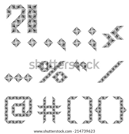 Design punctuation marks set. Striped waving lines twisted textured font. Vector-art illustration