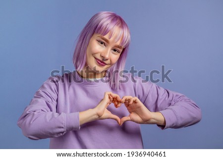 Similar – Image, Stock Photo Girl with purple hair