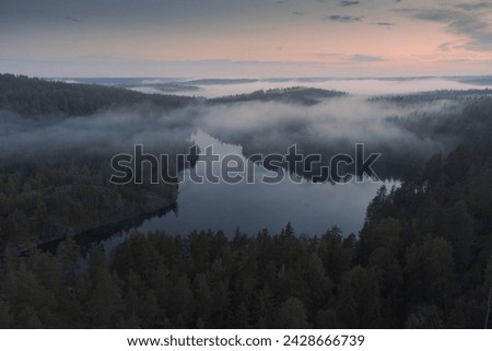 Similar – Foto Bild Nebel über wunderschönes hügeliges Gelände