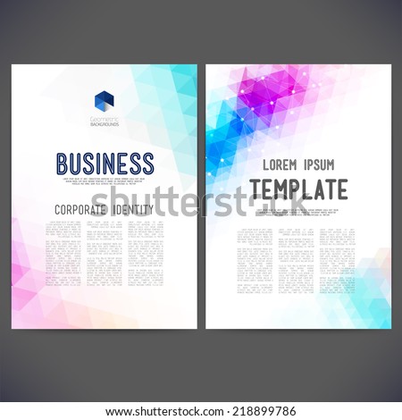 Abstract vector template design, brochure, Web sites, page, leaflet, with colorful geometric triangular backgrounds, logo and text separately.