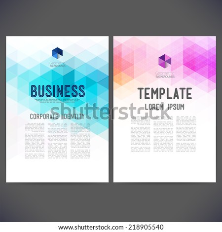 Abstract vector template design, brochure, Web sites, page, leaflet, with colorful geometric triangular backgrounds, logo and text separately.