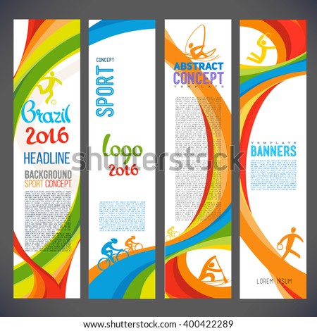 Abstract vector template design, brochure, Web sites, page, leaflet, with colored lines and waves, logo and text separately. Sport concept banners. Brazil 2016