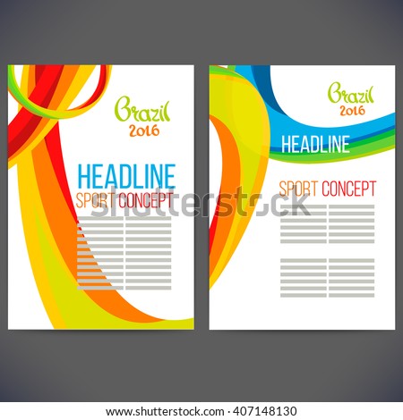 Abstract vector template design with colored lines and waves. Concept brochure, Web sites, page, leaflet, logo and text separately. Sport concept banners.Sign brazil 2016.rio