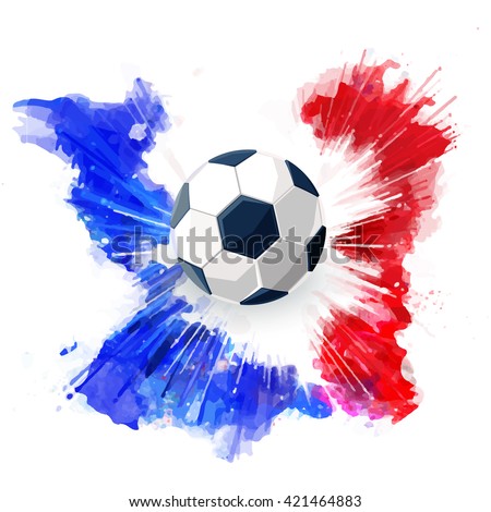 Euro 2016 France football championship.Soccer ball and Watercolor ink.Vector isolate soccer concept. Sport football background.