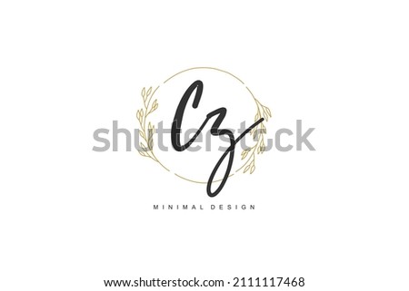 C Z CZ logo, Initial lettering handwriting or handwritten for identity. Logo with signature and hand drawn style. Stok fotoğraf © 