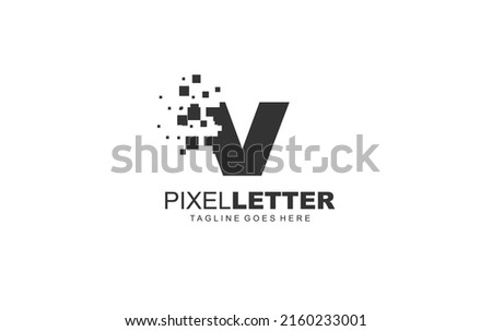 V logo PIXEL for branding company. DIGITAL template vector illustration for your brand.