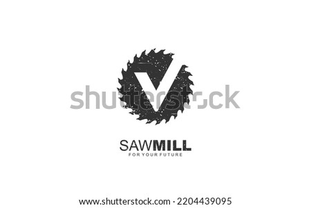 V logo sawmill vector for woodworking company. initial letter carpentry template vector illustration for your brand.