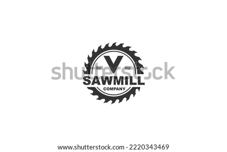 V logo sawmill vector for woodworking company. initial letter carpentry template vector illustration for your brand.