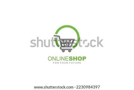O logo ONLINE SHOP for branding company. trolley template vector illustration for your brand.