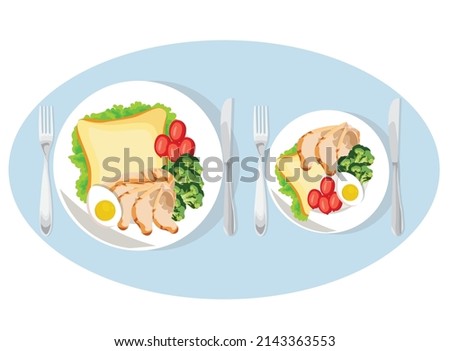 Diet weight loss concept. Smaller plates for weight loss