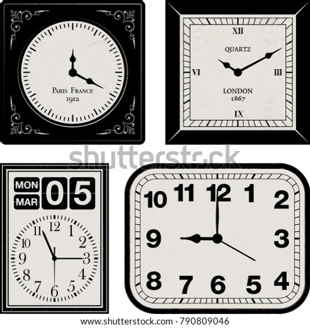Collection of Retro / Vintage / Antique Square Clock Faces
