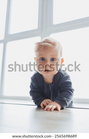 Similar – Image, Stock Photo lovely baby boy looking at the camera