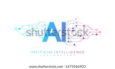 Artificial Intelligence Logo, Icon. Vector symbol AI, deep learning blockchain neural network concept. Machine learning, artificial intelligence, ai