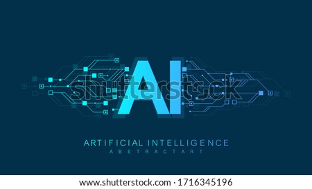 Artificial Intelligence Logo, Icon. Vector symbol AI, deep learning blockchain neural network concept. Machine learning, artificial intelligence, ai