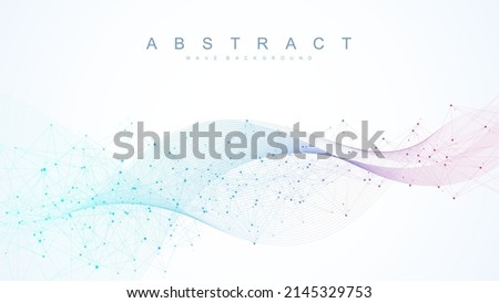 Technology abstract lines and dots connection background. Connection digital data and big data concept. Digital data visualization. Vector illustration.