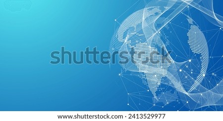 Global network connection concept. Big data visualization. Social network communication in the global computer networks. Internet technology. Business. Science. Vector illustration.