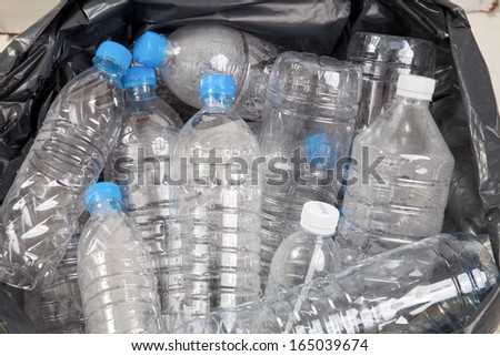 Plastic water bottles in the trash heap