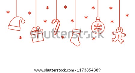 Christmas symbols hanging. Garland with new year objects.  Stock foto © 