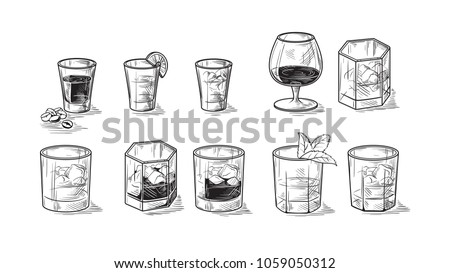 Vector set of bottles for alcohol