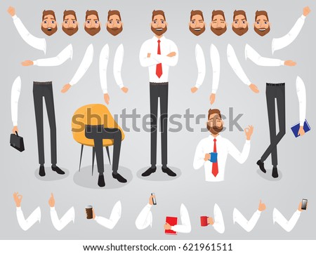 Businessman character creation set build your own design cartoon flat-style infographic