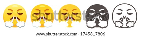 Angry huffing emoji. Frustrated yellow face with two puffs of steam blowing out of nose, furrowed eyebrows and closed eyes. 