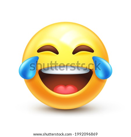 Laughing to tears emoticon. Crying and laugh emoji, tears of joy 3D stylized vector icon