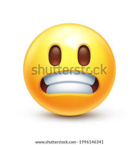 Grimacing emoji. Awkward emoticon with clenched teeth, 