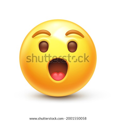 Astonished emoji. Shocked emoticon with gasping face 3D stylized vector icon