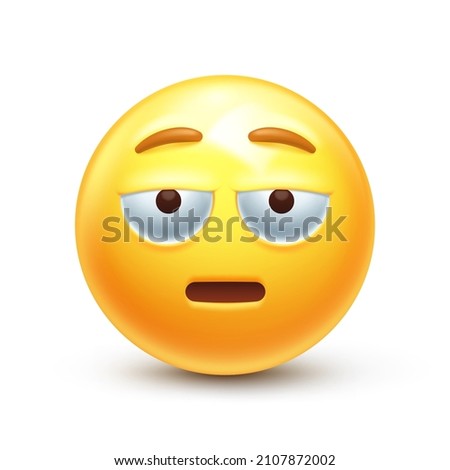 Unsurprised emoji. Expressionless emoticon with half closed eyes and flat straight mouth 3D stylized vector icon