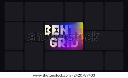 Bento grid. Cards layout in bento box tiles style design template