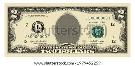 US Dollars 2 banknote  -American dollar bill cash money isolated on white background - two dollars