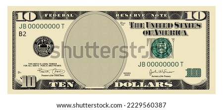 US Dollars 10 banknote - American dollar bill cash money isolated on white background - ten dollars