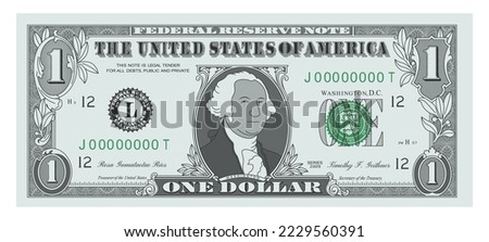 US Dollar 1 banknote - American dollar bill cash money isolated on white background - one dollar 