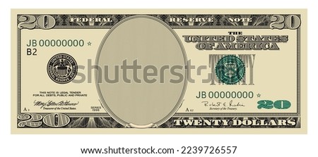 US Dollars 20 banknote  seria 1996  -American dollar bill cash money isolated on white background.