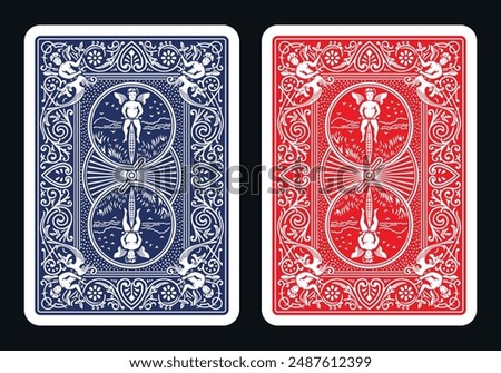 The reverse side of a playing card - back side reverse of playing cards pattern vector 0