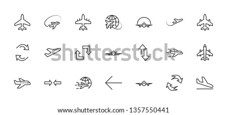 Set of Plane vector line icon. It contains symbols to aircraft, globe and more. Editable Stroke. 32x32 pixels.