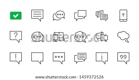 Set of Speech Bubble chat vector lines of icons. Editable Stroke. 32x32 pixels.