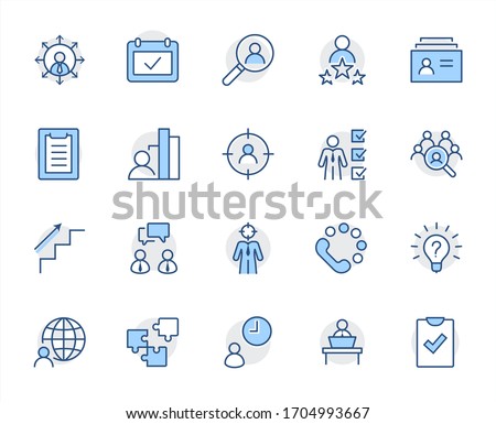 Set of Head Hunting Related Vector Line Icons. Contains such Icons as Career growth, Bulb, Candidate, Search, CV, Card Index, Outsource and more. Editable Stroke. 32x32 Pixel Perfect