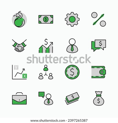 Set of Business vector line icons. It contains symbols of a handshake, a user, dollar pictograms, gears, a briefcase, a bag of money, a schedule and much more. Editable Stroke. 32x32 pixels.