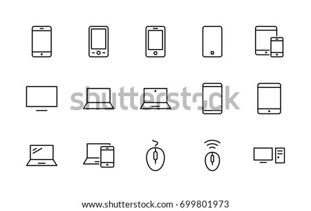 Set of smart devices and gadgets, computer equipment and electro