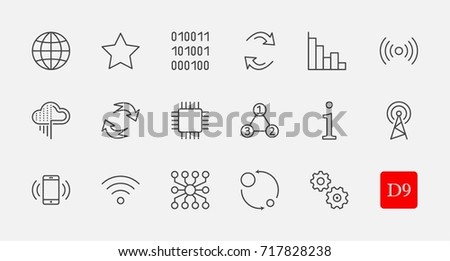 Set of Data Analysis Related Technology Vector Line Icons. Contains such Icons as Charts, Wi-fi, Graphs, Traffic Analysis, Big Data and more. Editable Stroke. 32x32 Pixel Perfect
