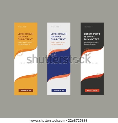 set of creative web banners of standard size with a place for photos. White, Orange, Yellow. Business ad banner. Vertical and horizontal Templates