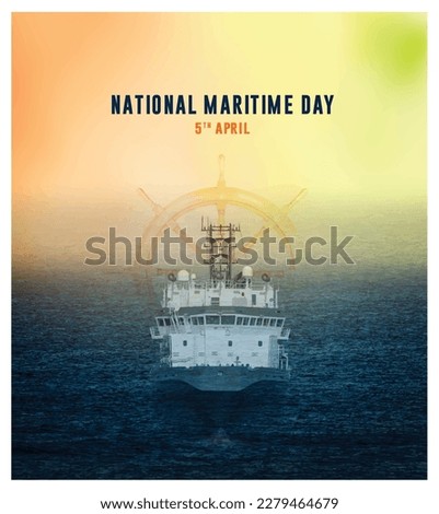 National Maritime Day 5th April
India,  Vector background Grunge a ship in the middle of the sea,  template for maritime day, Indian background
