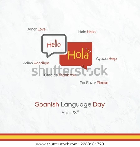 Spanish Language Day, April 23rd, Hello in Spanish, Spanish Words in English Social Media Template, April